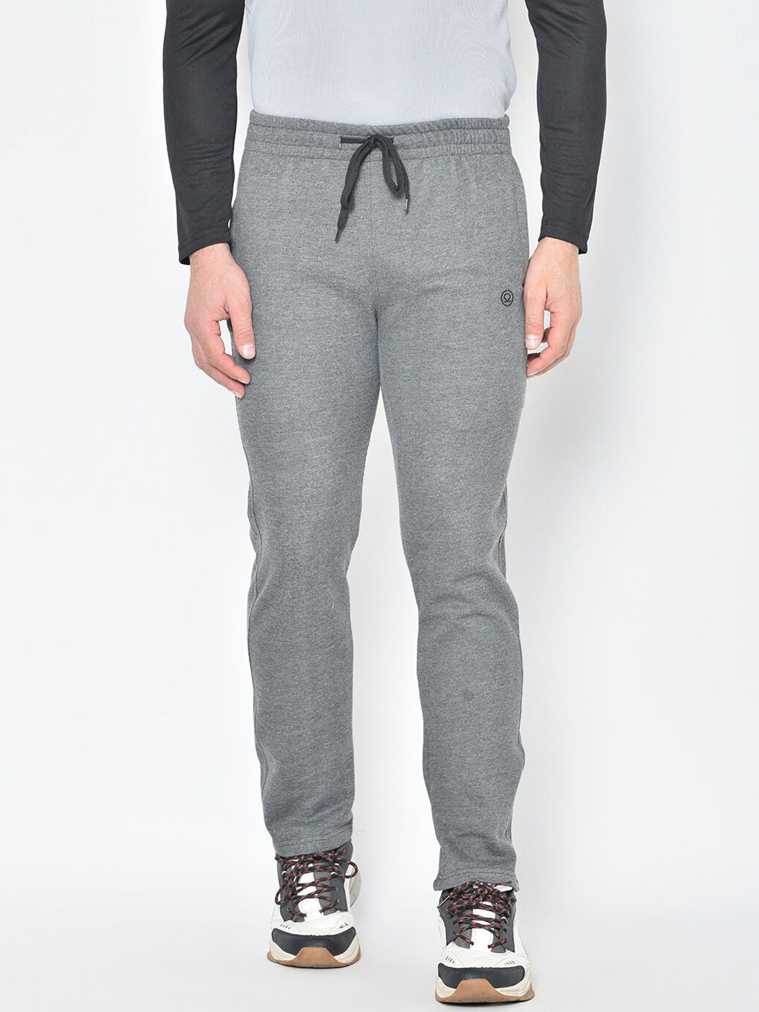 

CHKOKKO Men Grey Solid Regular-Fit Track Pants