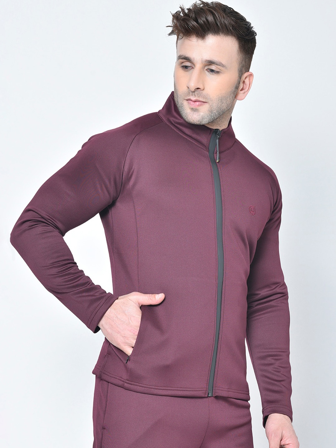 

CHKOKKO Men Maroon Lightweight Training or Gym Sporty Jacket