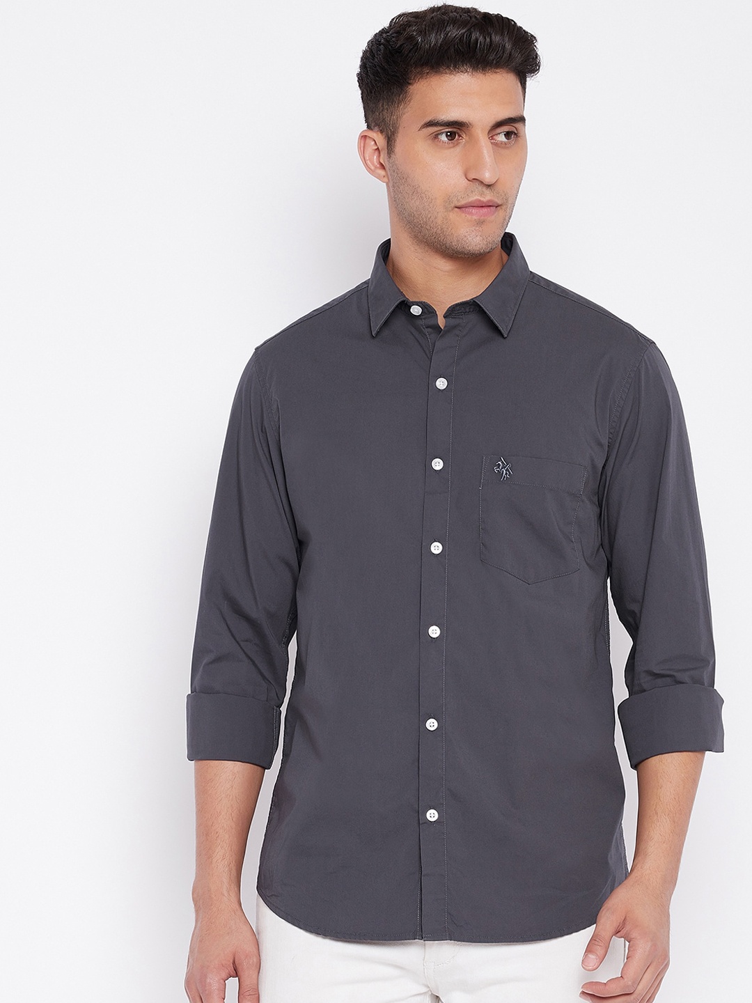 

Cantabil Men Grey Opaque Casual Shirt
