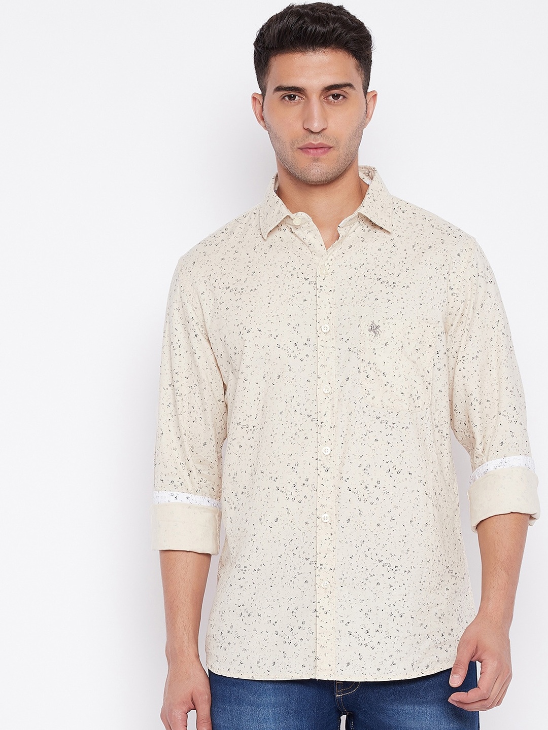 

Cantabil Men Beige Opaque Printed Casual Shirt