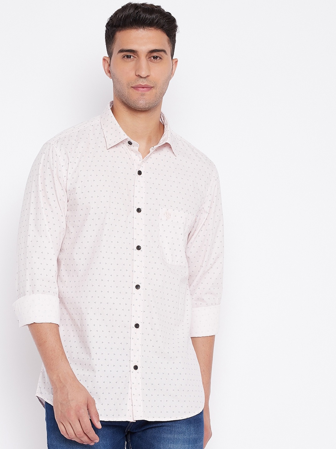 

Cantabil Men Pink Opaque Printed Casual Shirt