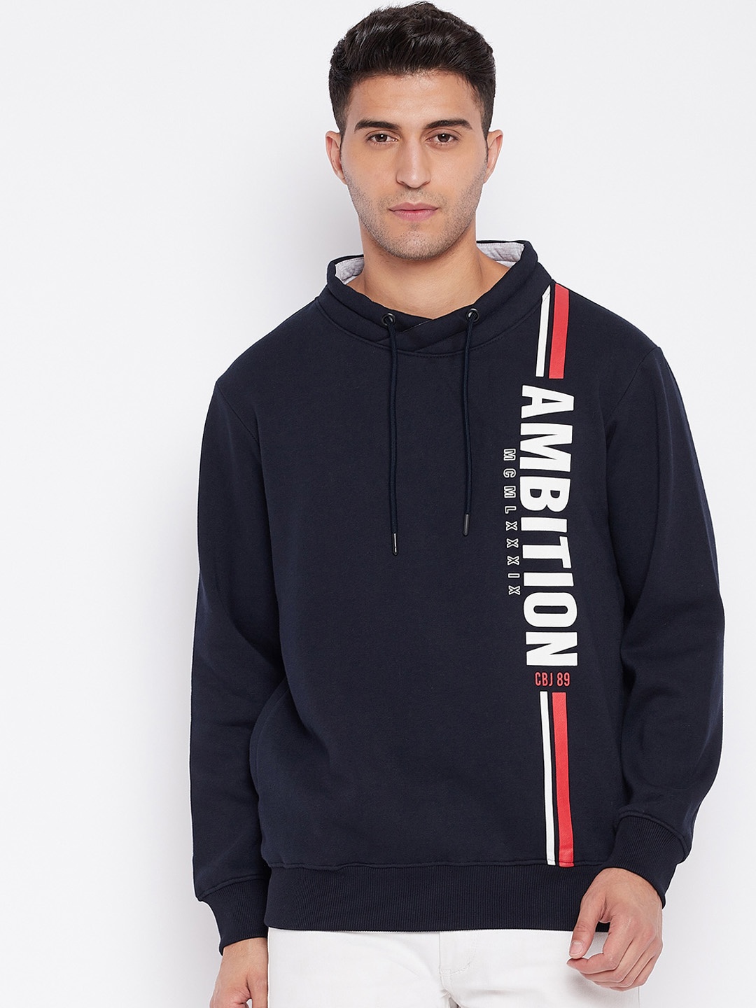 

Cantabil Men Navy Blue Fleece Sweatshirt