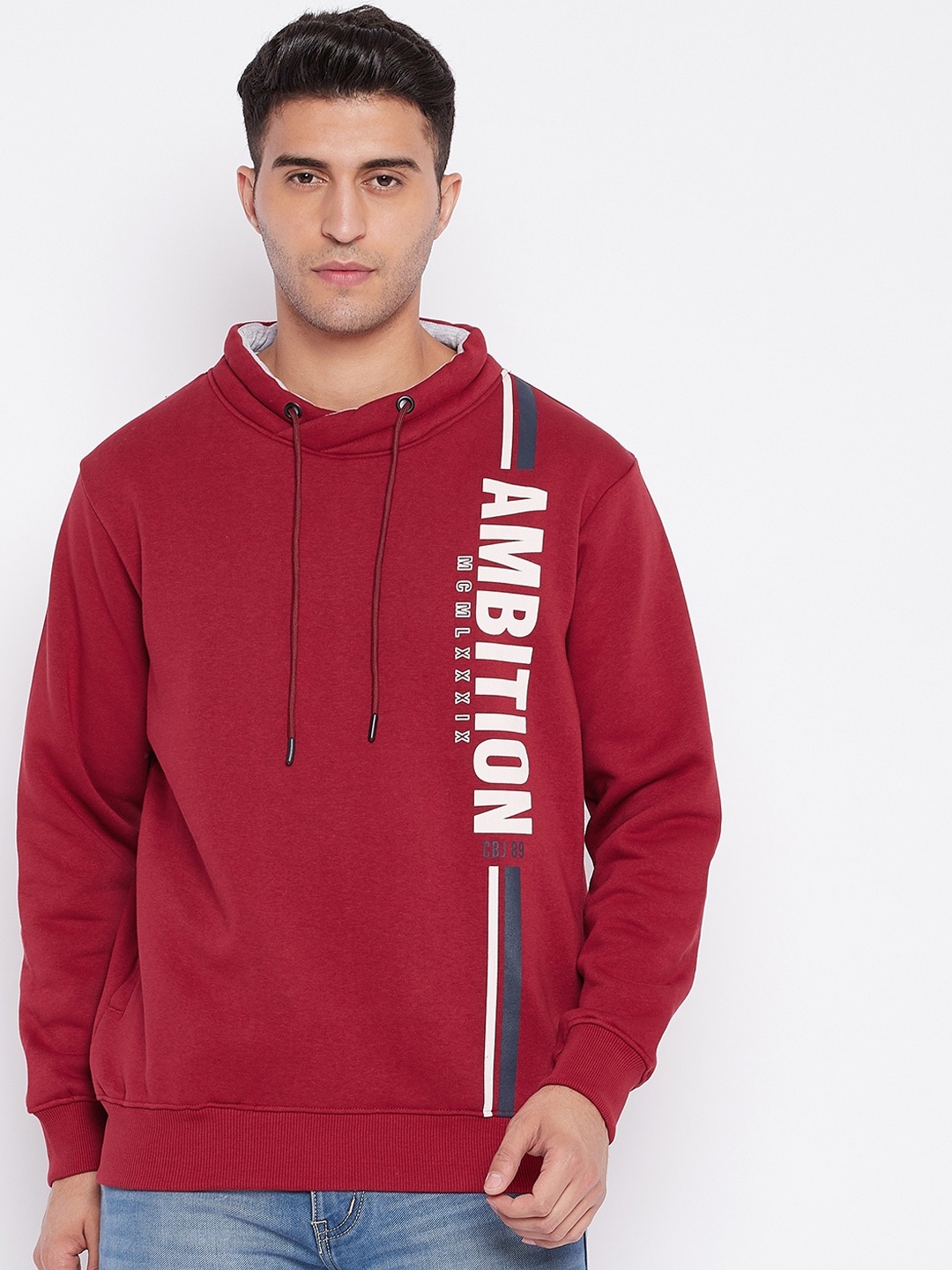 

Cantabil Men Maroon Printed Sweatshirt