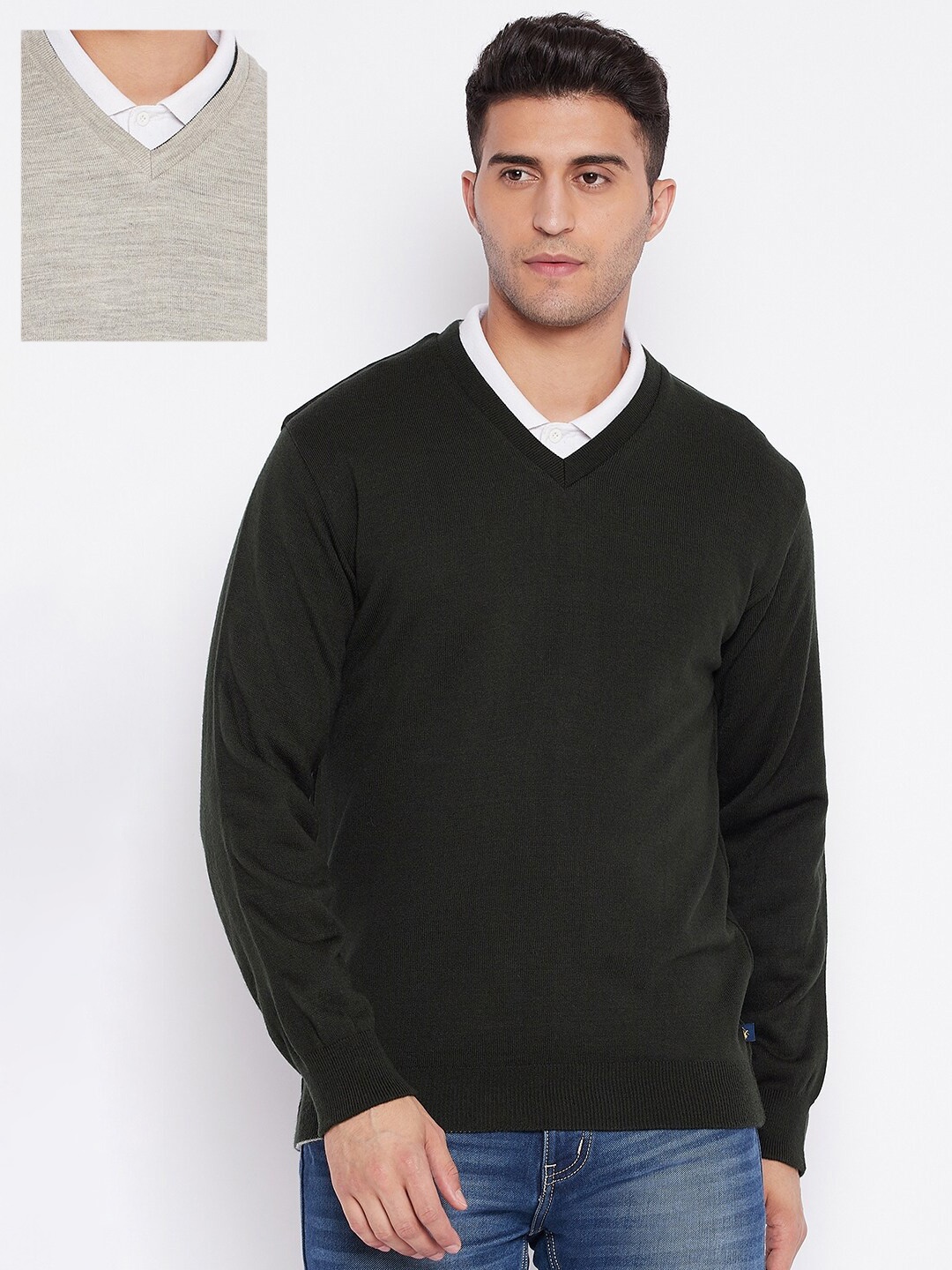 

Cantabil Men Black & Grey Reversible Pullover