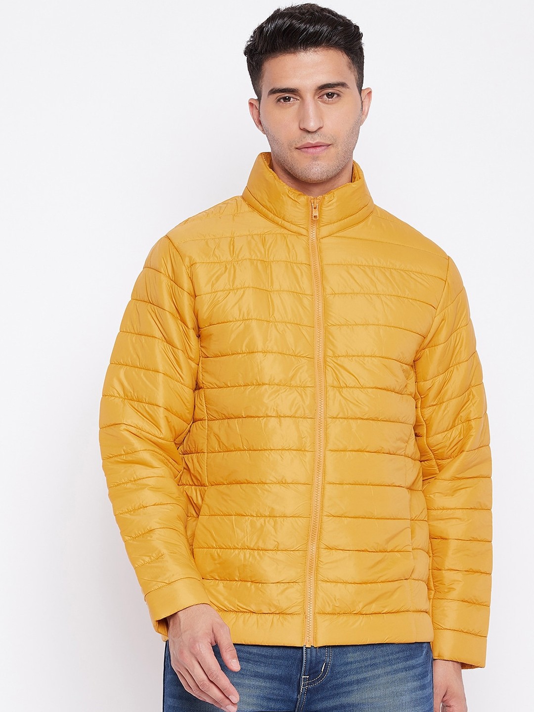 

Cantabil Men Mustard Yellow Lightweight Puffer Jacket