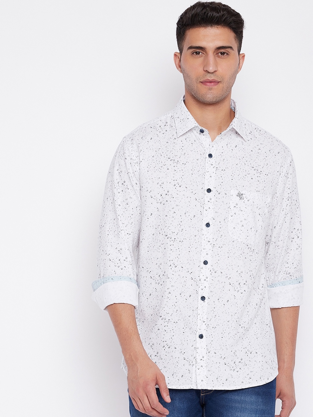 

Cantabil Men White Printed Casual Shirt