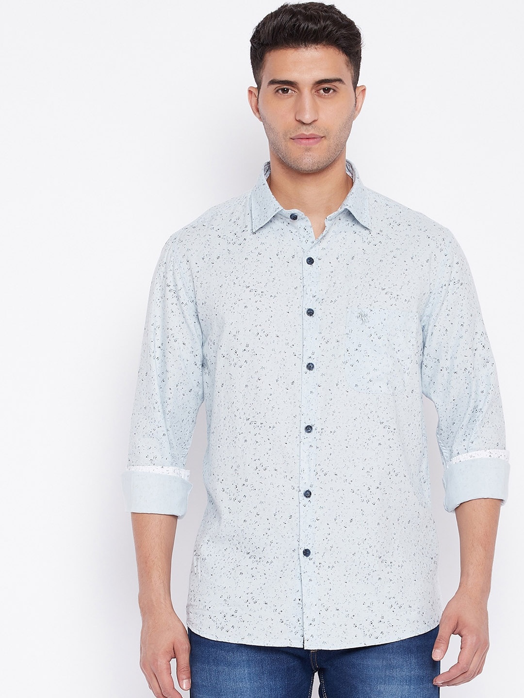 

Cantabil Men Blue Opaque Printed Casual Shirt