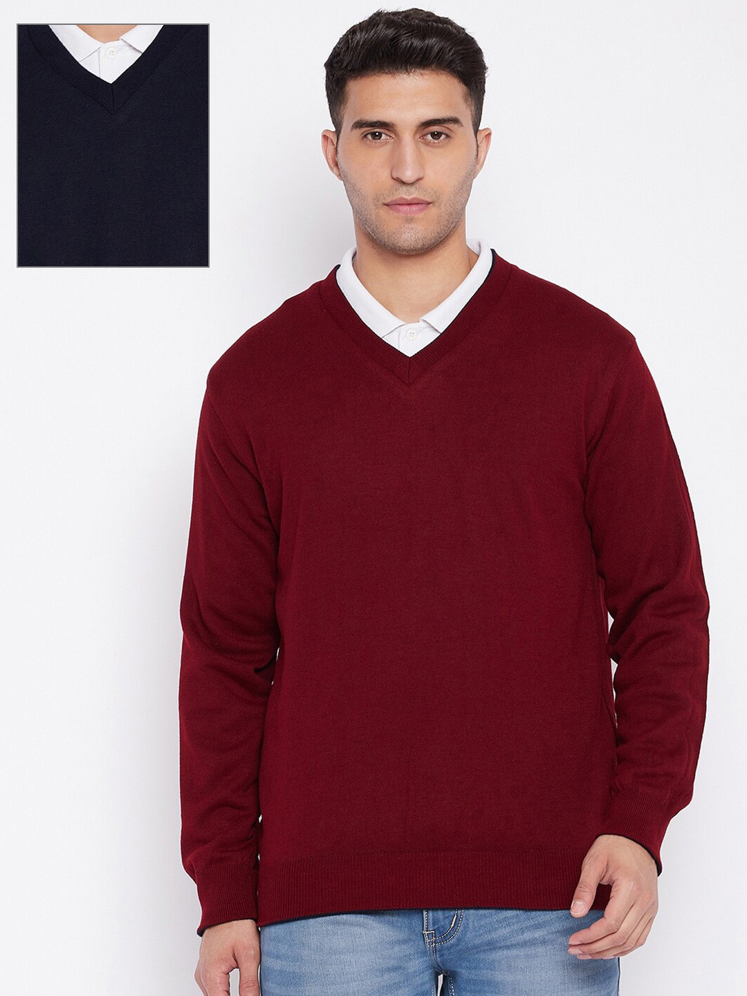 

Cantabil Men Navy Blue Reversible Pullover