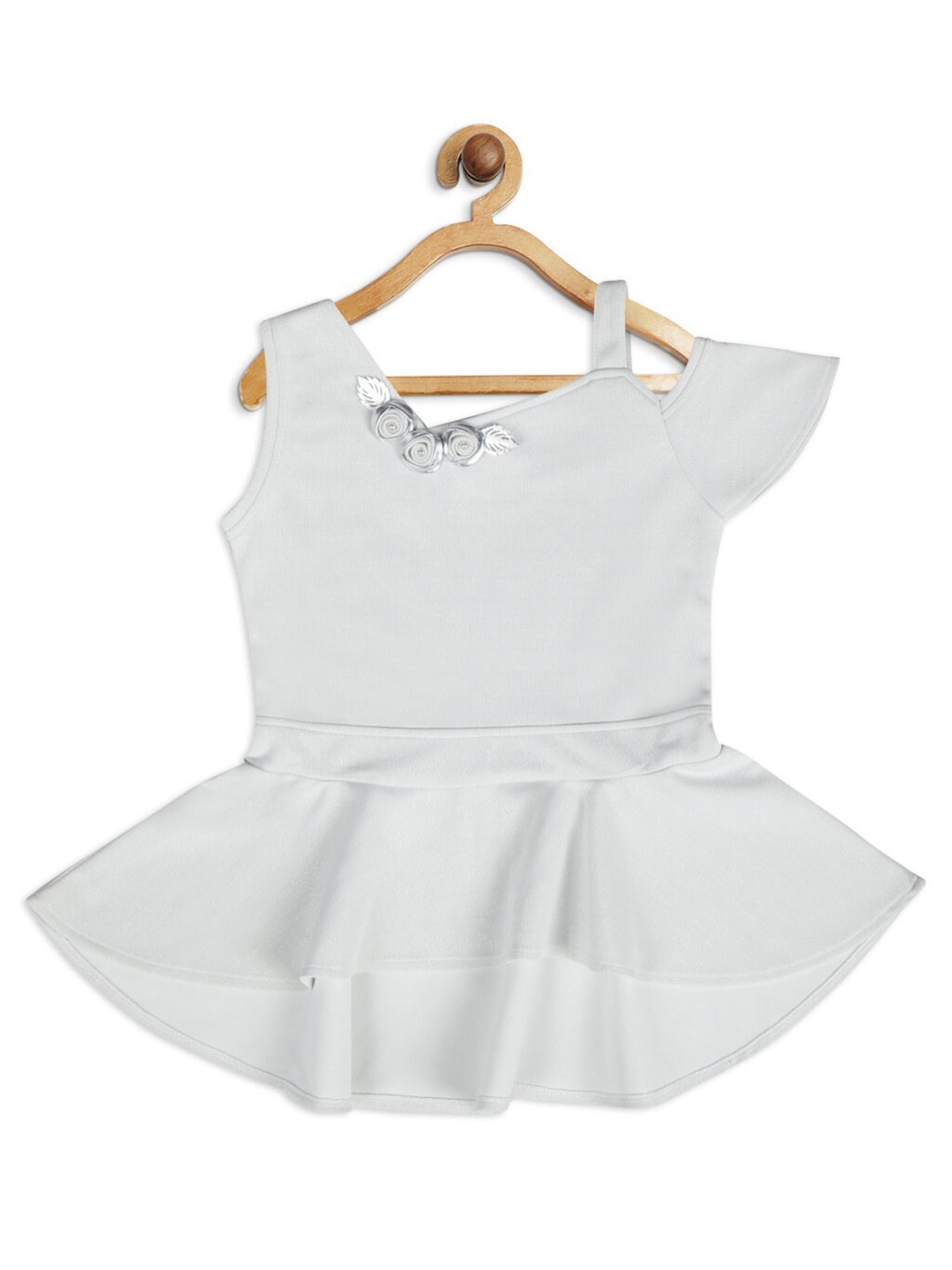 

Tiny Girl White One Shoulder Peplum Top