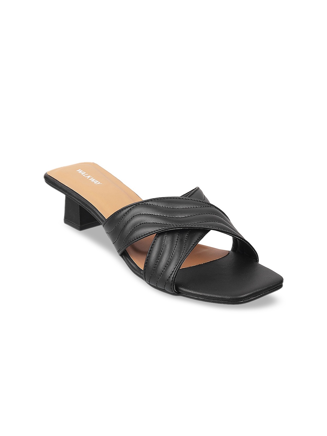 

WALKWAY by Metro Black Textured Block Sandals