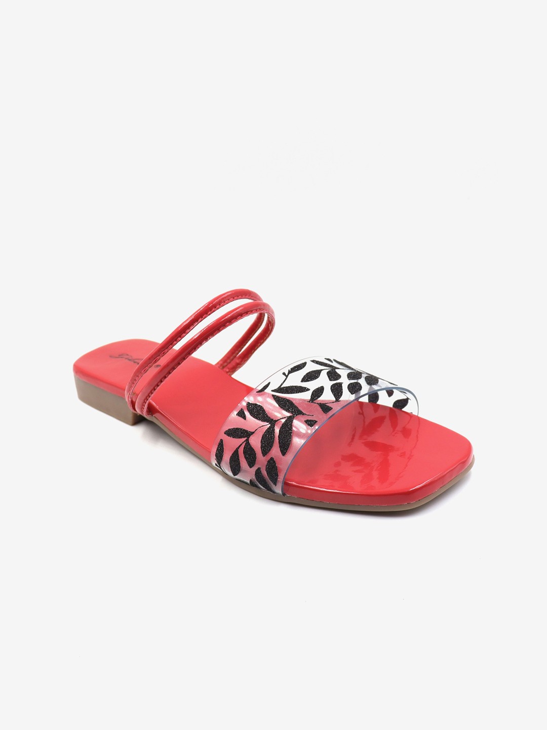 

Gibelle Women Red & Black Printed Open Toe Flats