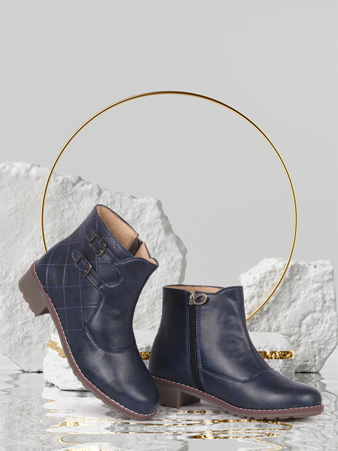 

Bella Toes Women Blue Perforations Flat Boots