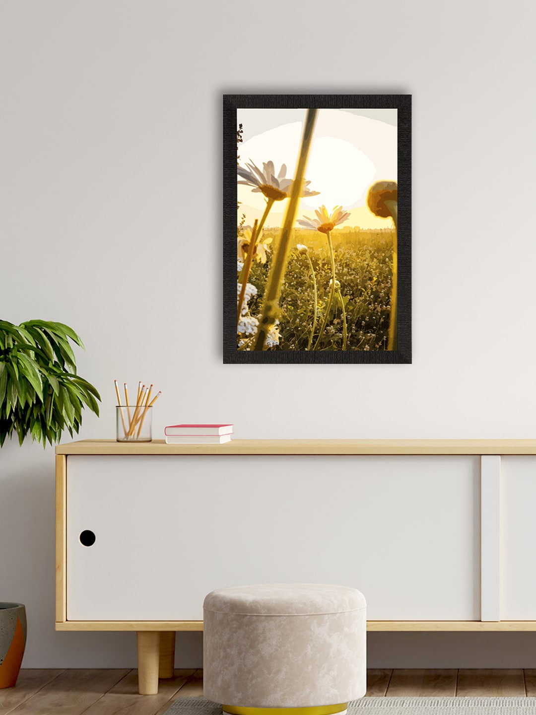 

eCraftIndia White & Yellow Beautiful Daisy Flower UV Art Painting