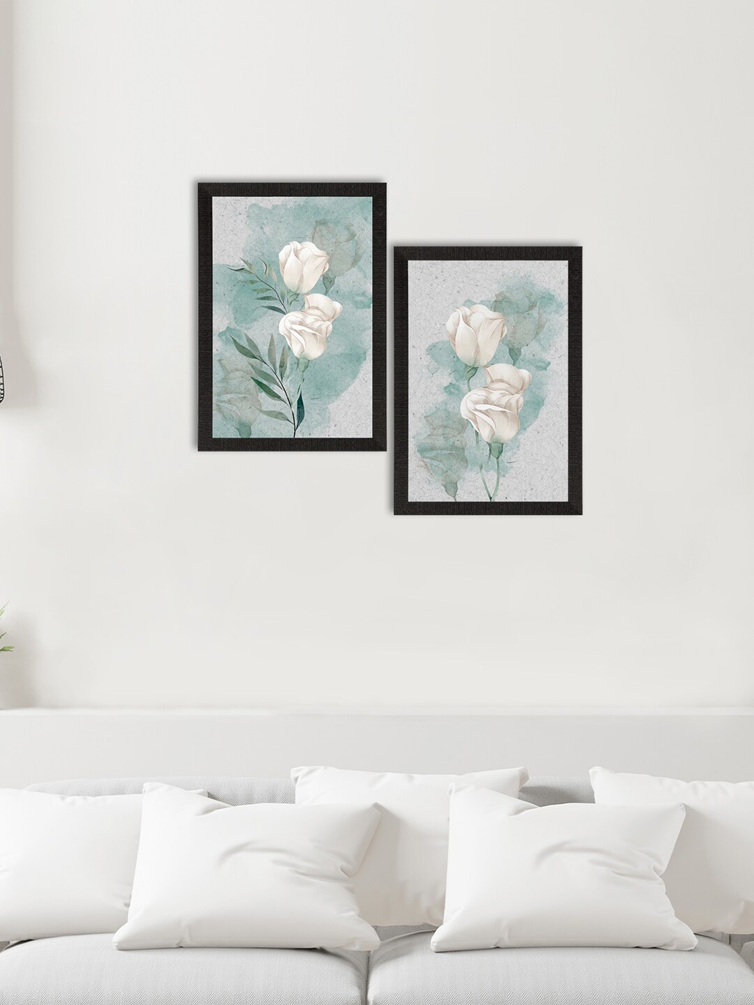 

eCraftIndia Set Of 2 Multi-Coloured Flower On Watercolour Texture UV Art Paintings