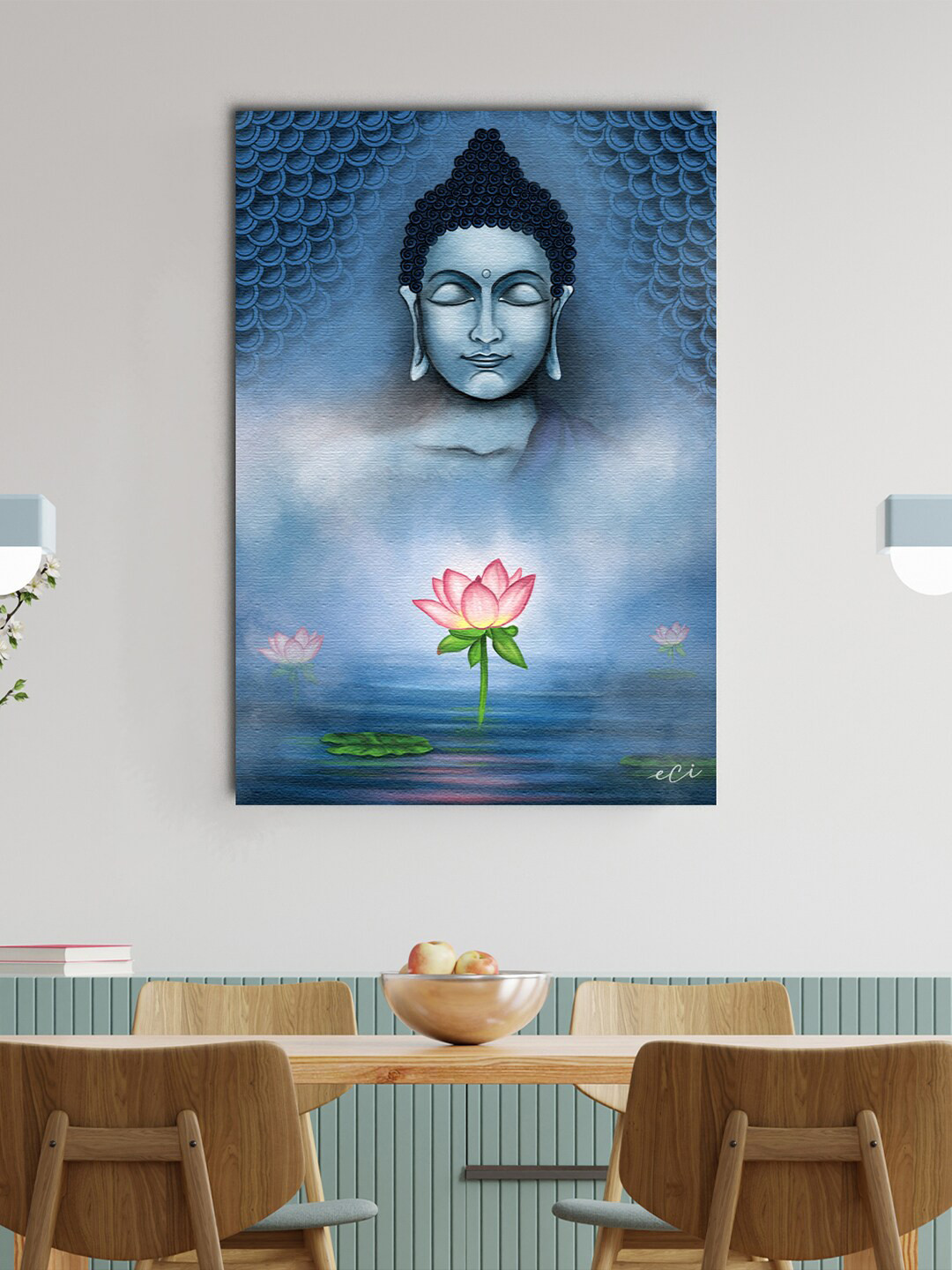 

eCraftIndia Blue & Pink Meditating Buddha Canvas Printed Wall Painting