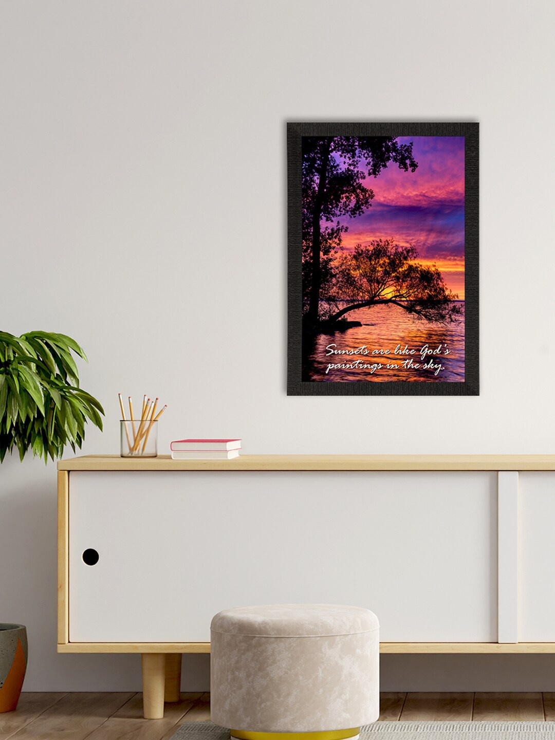 

eCraftIndia Black & Purple Sunsets Are Like God's Painting In The Sky Printed Satin Matte Texture UV Art Painting