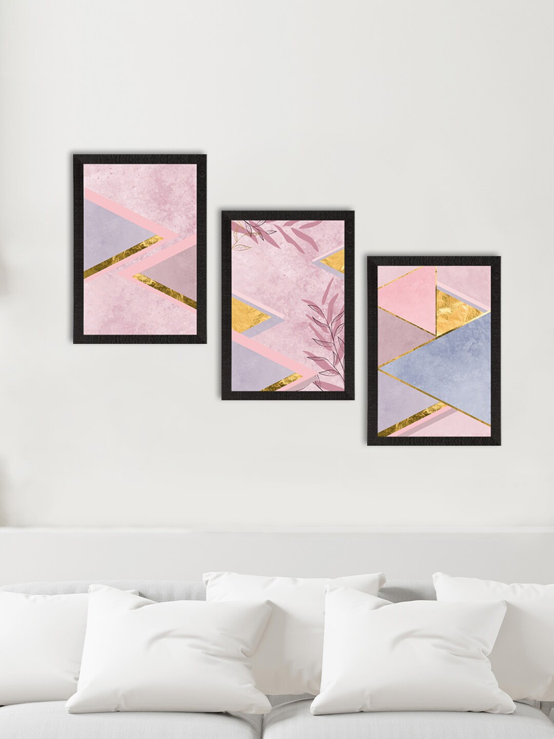 

eCraftIndia Set of 3 Satin Matt Texture UV Art Paintings, Black