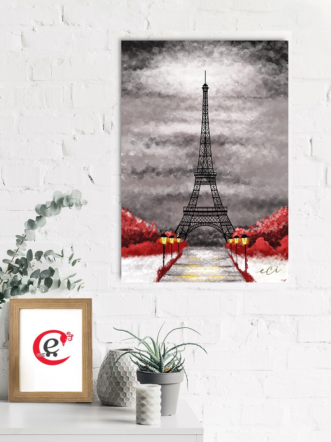 

eCraftIndia Grey & Black Paris Eiffel Tower Wall Painting