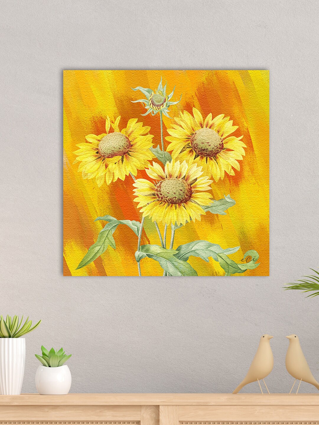 

eCraftIndia Yellow & Green Sunflower Wall Painting