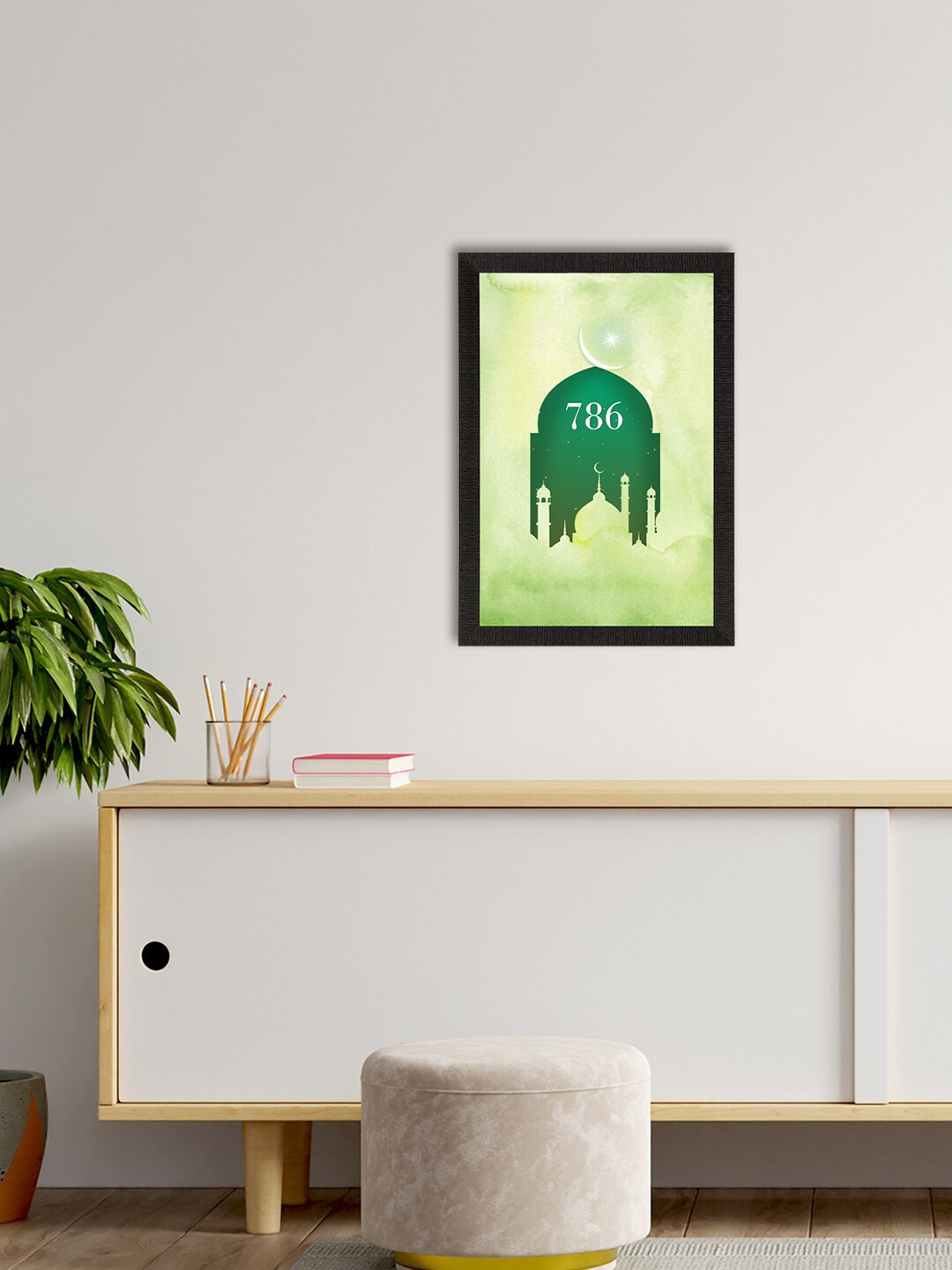 

eCraftIndia Green & Black Islam Mosque Satin Matt Texture UV Art Painting