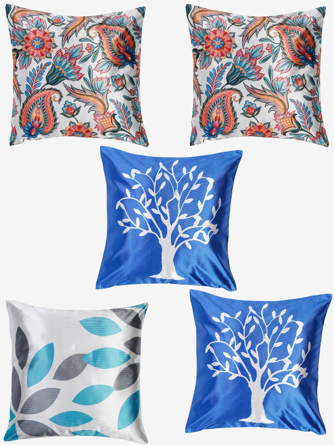 

TAG 7 Blue & White Set of 5 Floral Square Cushion Covers