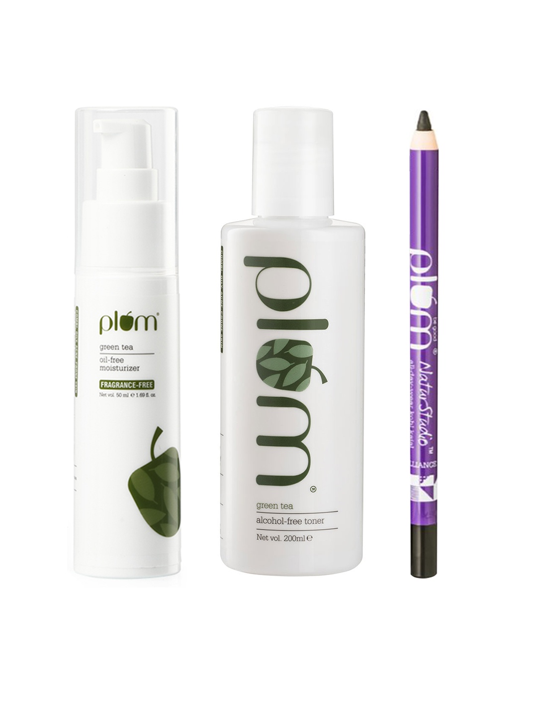 

Plum Set of NaturStudio All-Day-Wear Kohl Kajal - Green Tea Toner & Moisturizer, Black