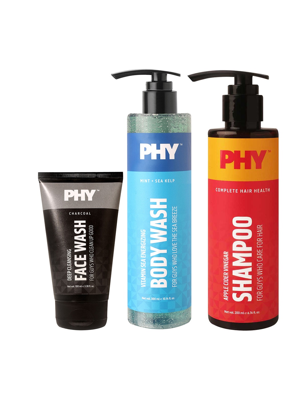 

Phy Men Set of Face Wash - Body Wash & Shampoo, Orange