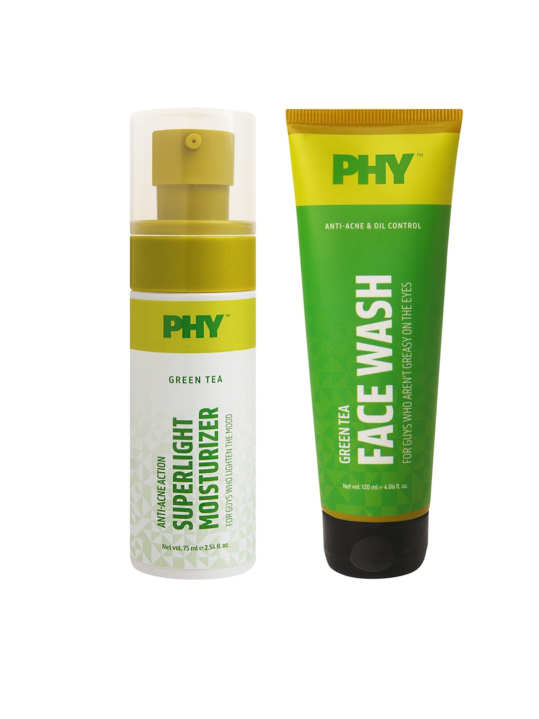 

Phy Men Set Green Tea Face Wash & Superlight Moisturizer, Yellow