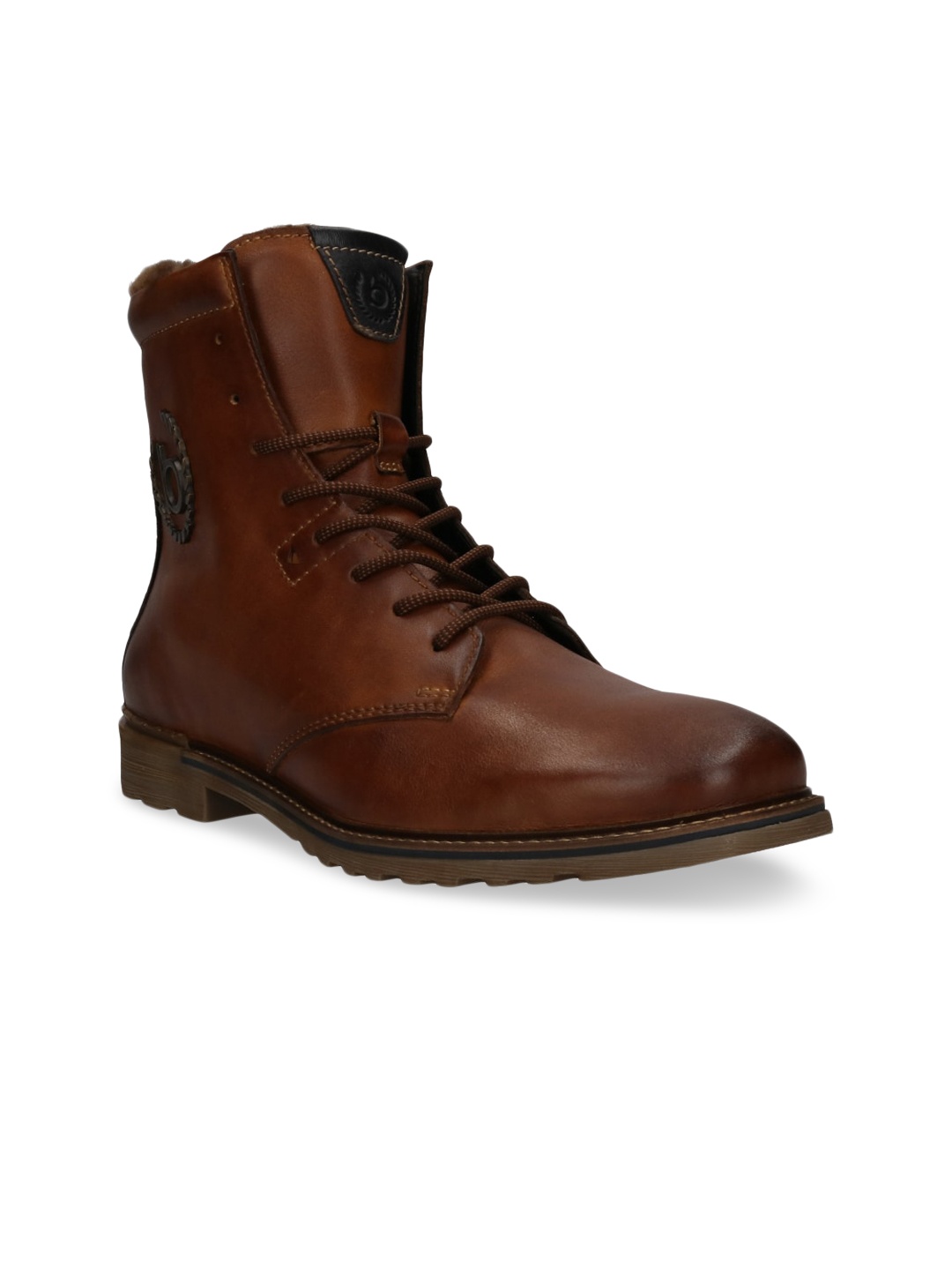 

Bugatti Men Brown Leather High-Top Flat Boots