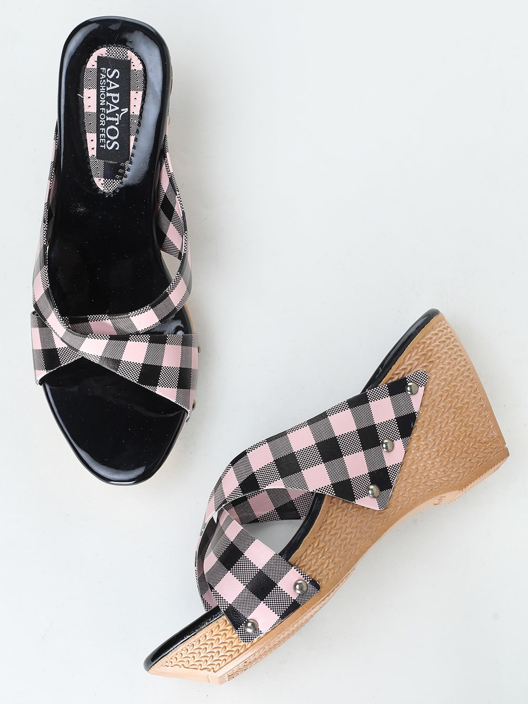 

SAPATOS Pink & Black Printed Wedge Sandals