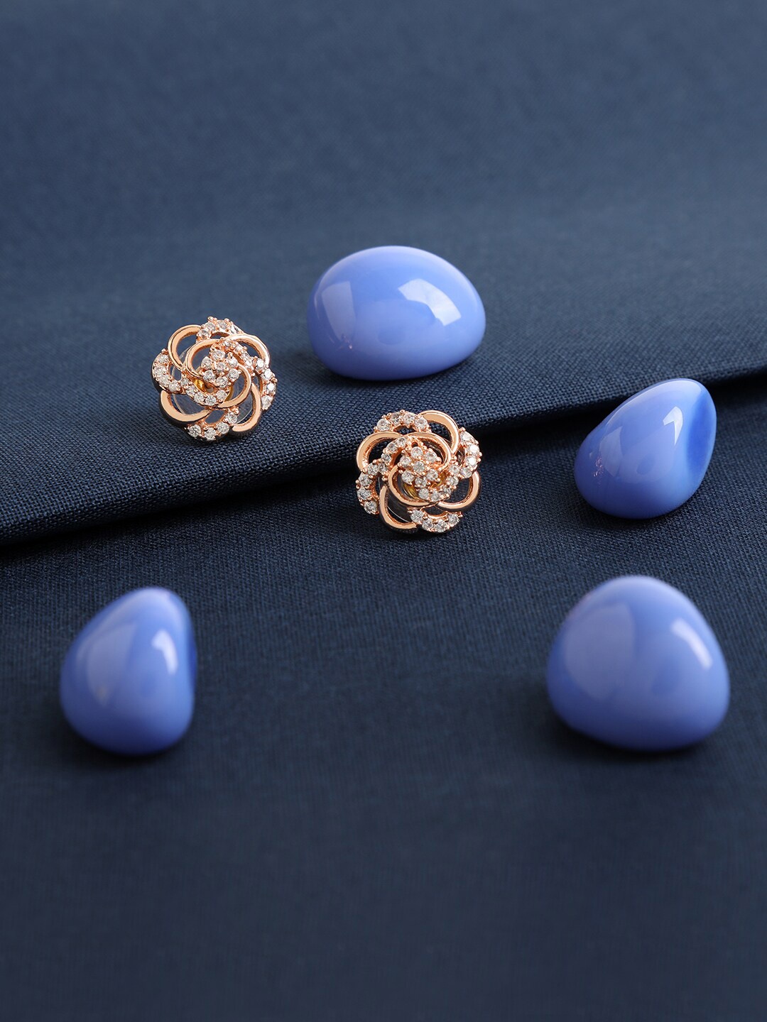 

ZINU Rose Gold Flower Shaped Studs Earrings