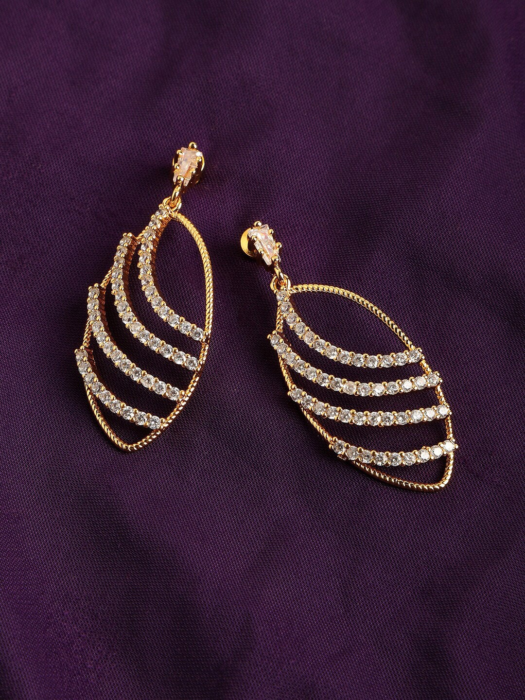 

ZINU Gold-Plated Contemporary Drop Earrings