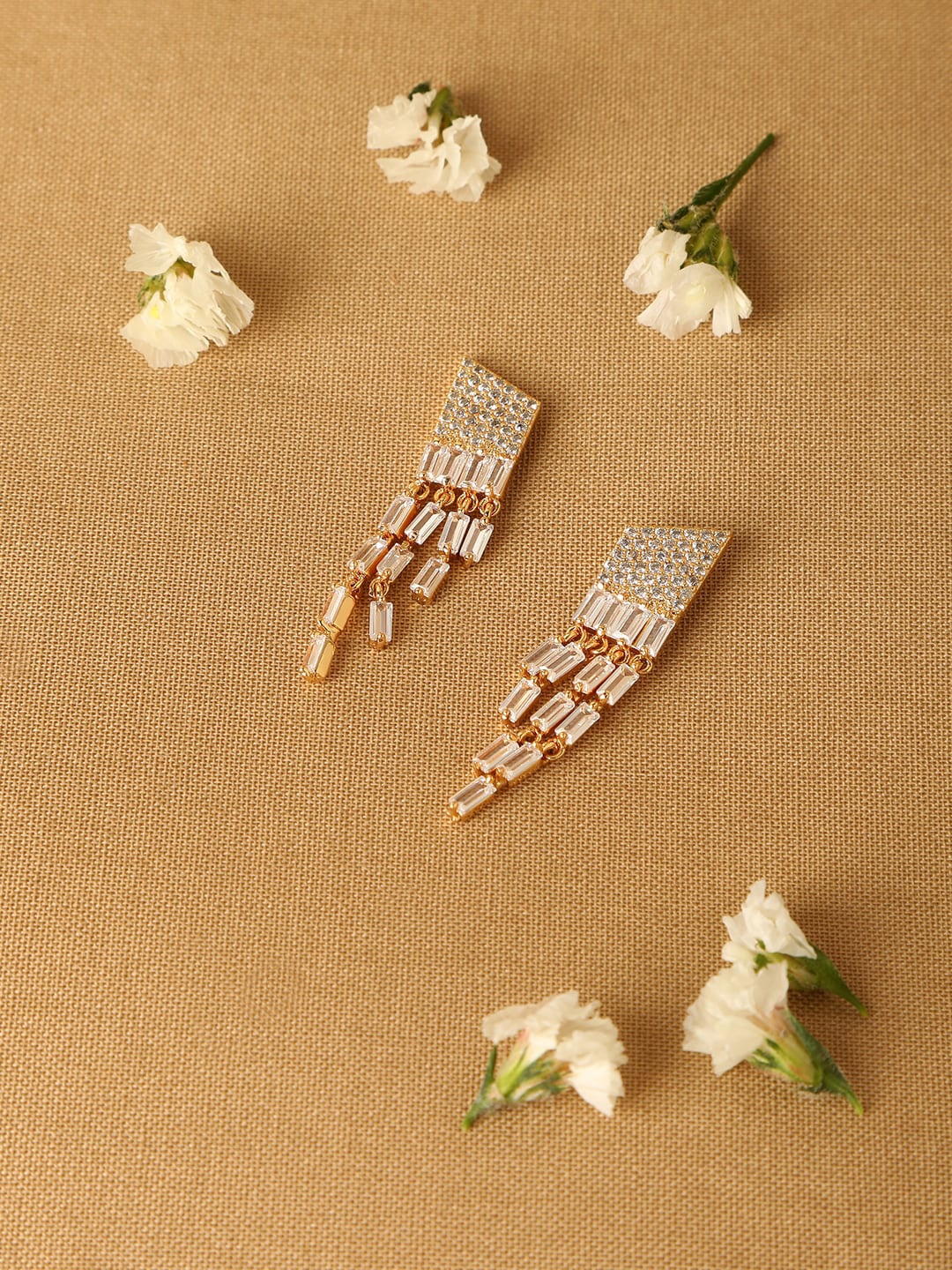 

ZINU Rose Gold Plated Cubic Zirconia Contemporary Drop Earrings