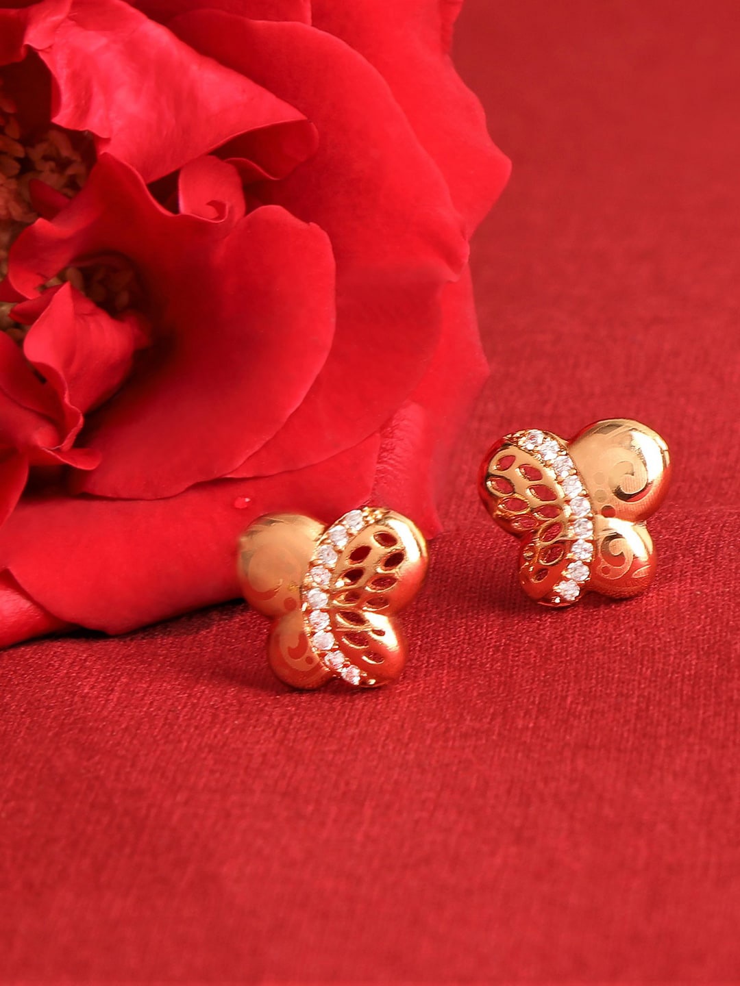 

ZINU Rose Gold Plated Rose Gold Contemporary Studs Earrings