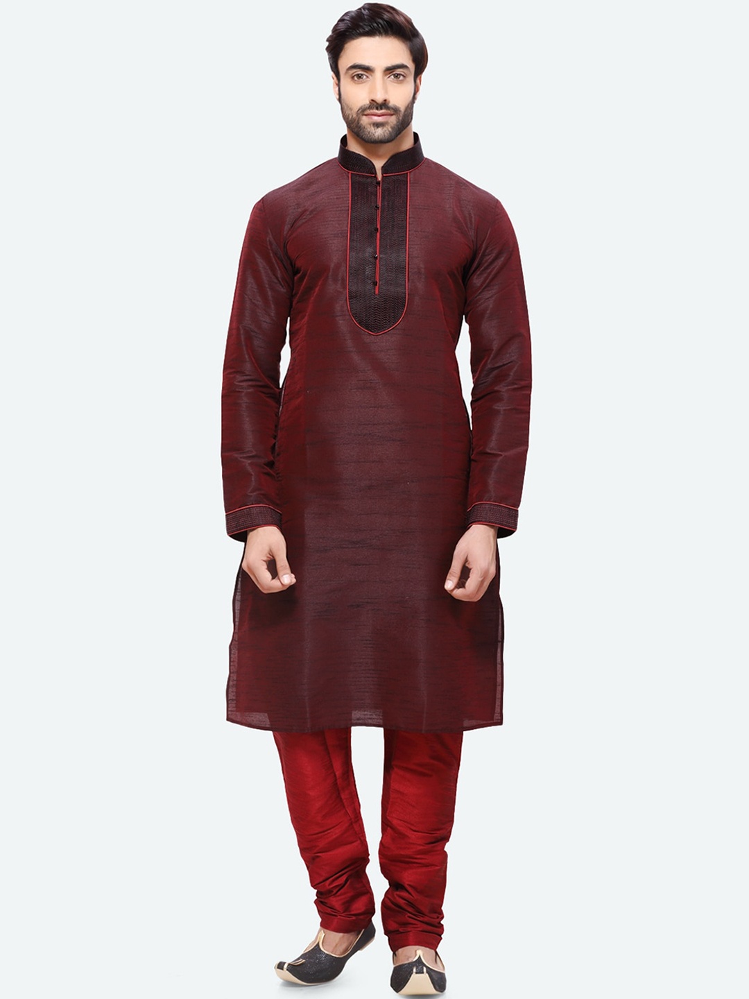 

RG DESIGNERS Men Red Regular Kurta with Pyjamas