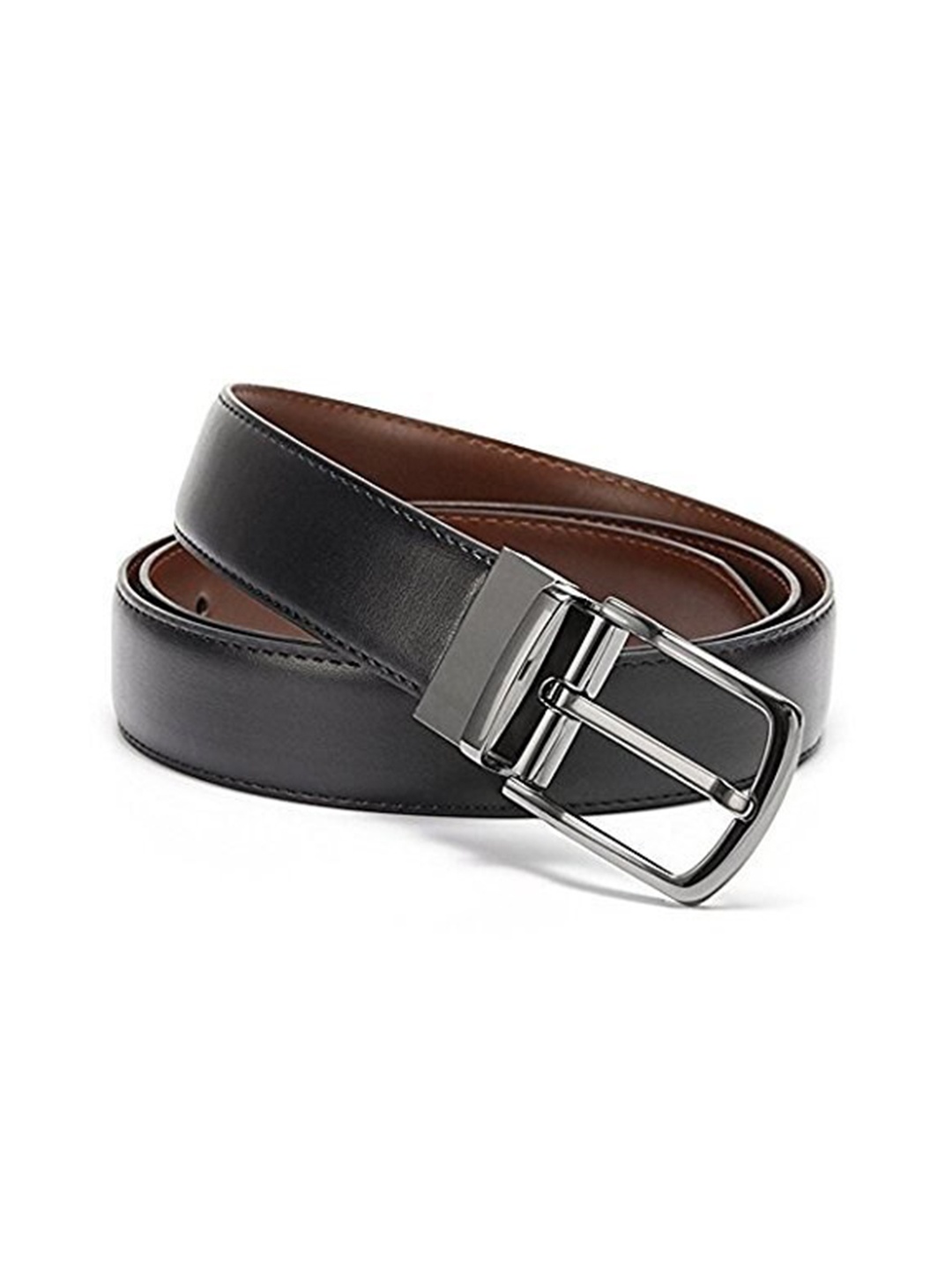 

KEZRO Men Black Textured PU Reversible Belt