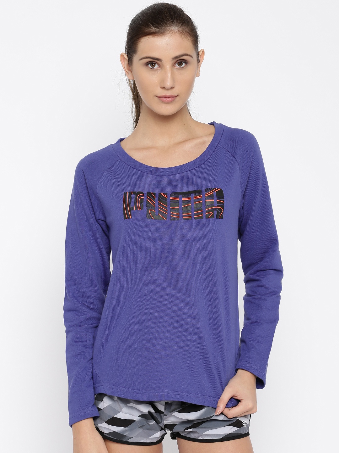 

PUMA Purple Printed ELEVATED Crew Sweatshirt