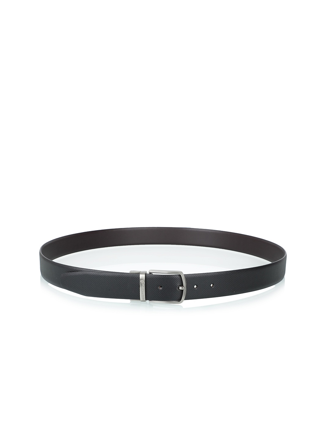 

KEZRO Men Black Textured Vegan Leather Reversible Belt