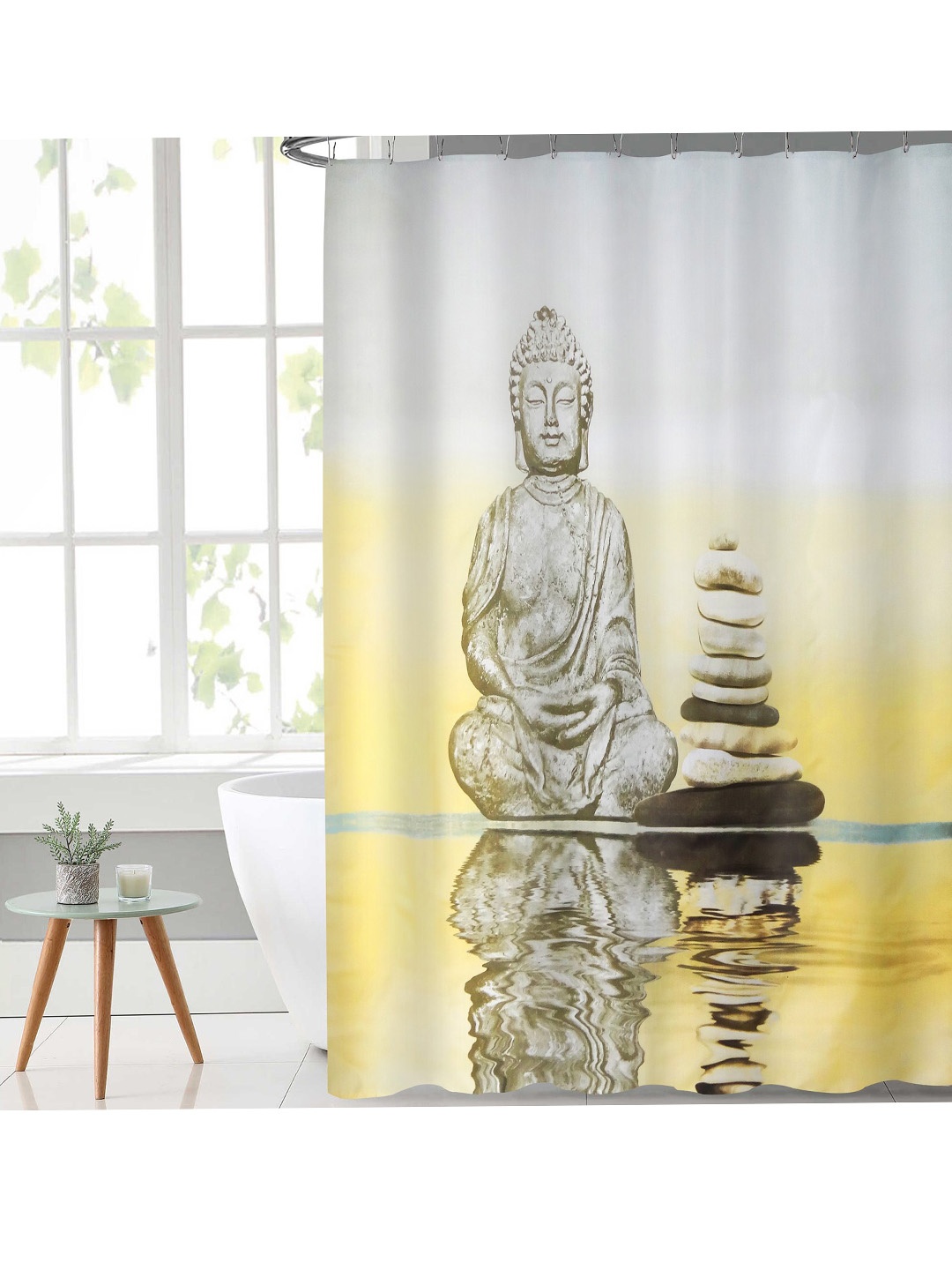 

Lushomes White & Grey Digital Printed Shower Curtain