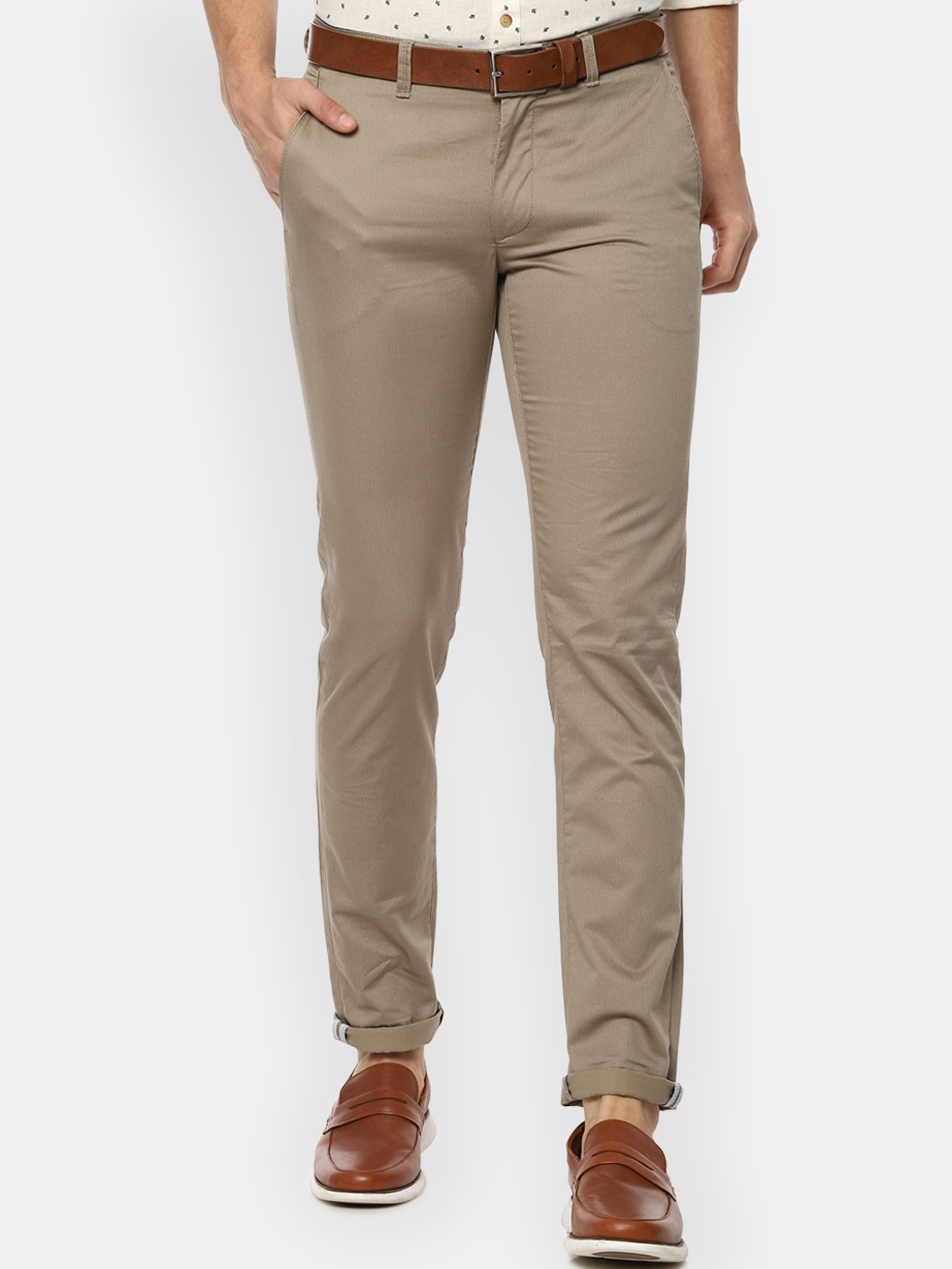 

Van Heusen Sport Men Beige Textured Slim Fit Trousers