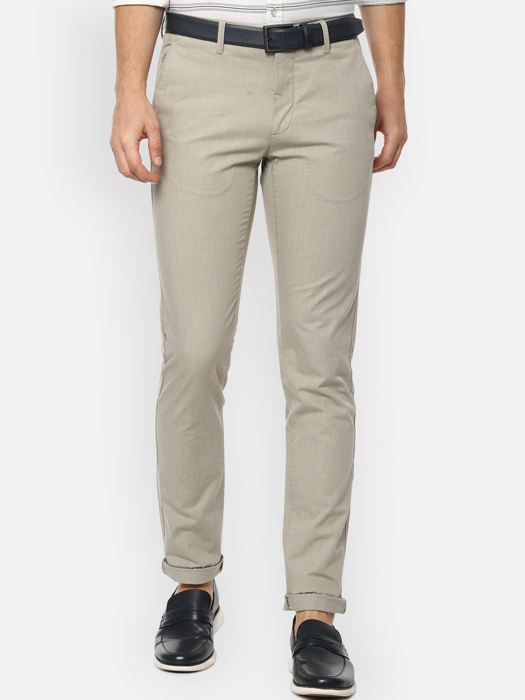 

Van Heusen Sport Men Khaki Textured Slim Fit Trousers