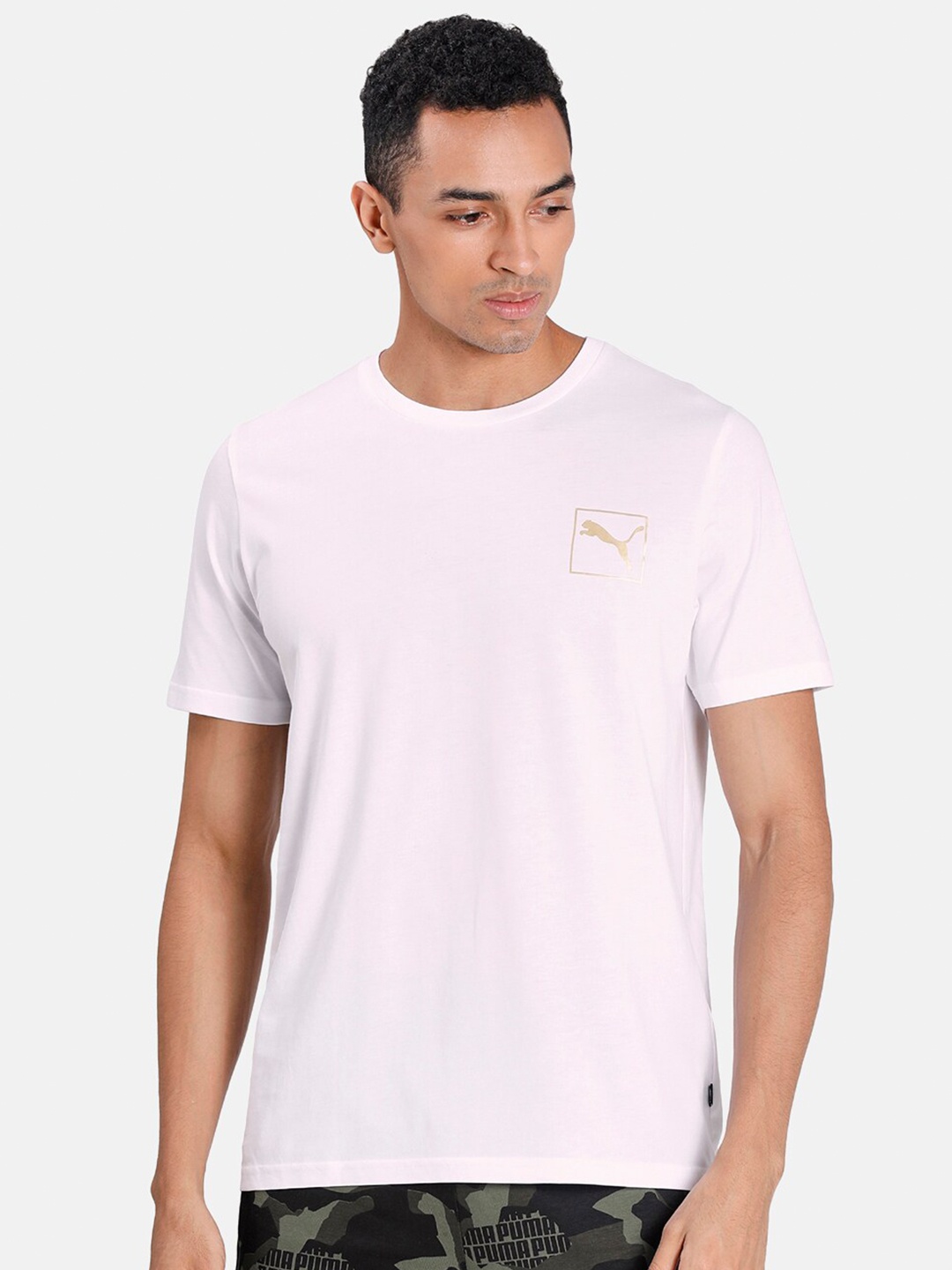 

Puma Men White Printed Cotton Pure Cotton T-shirt