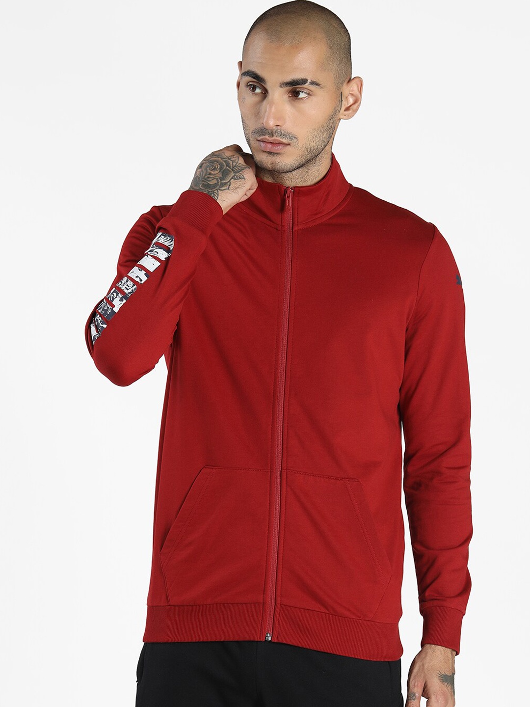

Puma Men Red Slim Fit Sweat Jacket