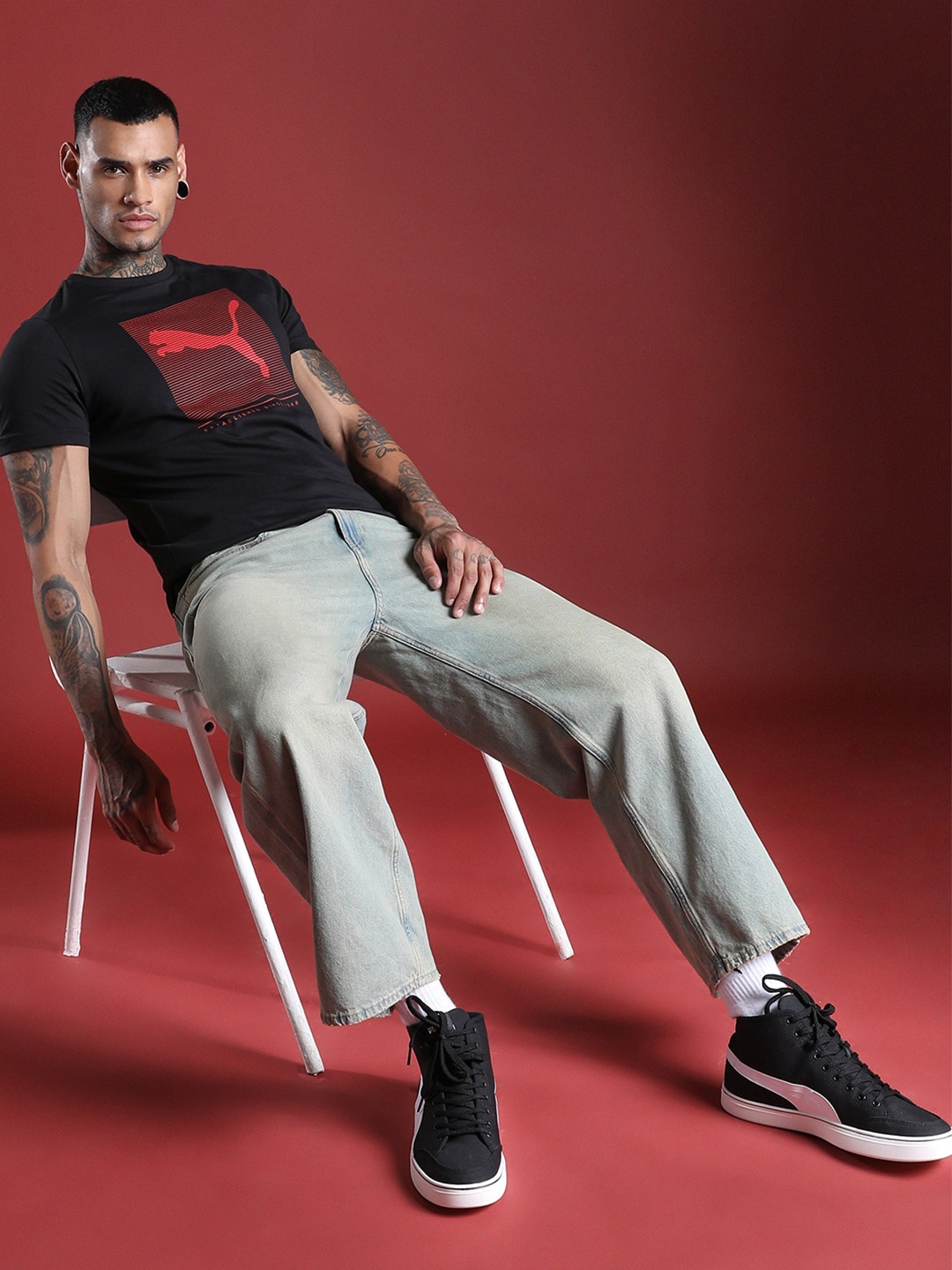 

Puma Men Black Graphic Slim Fit T-Shirt