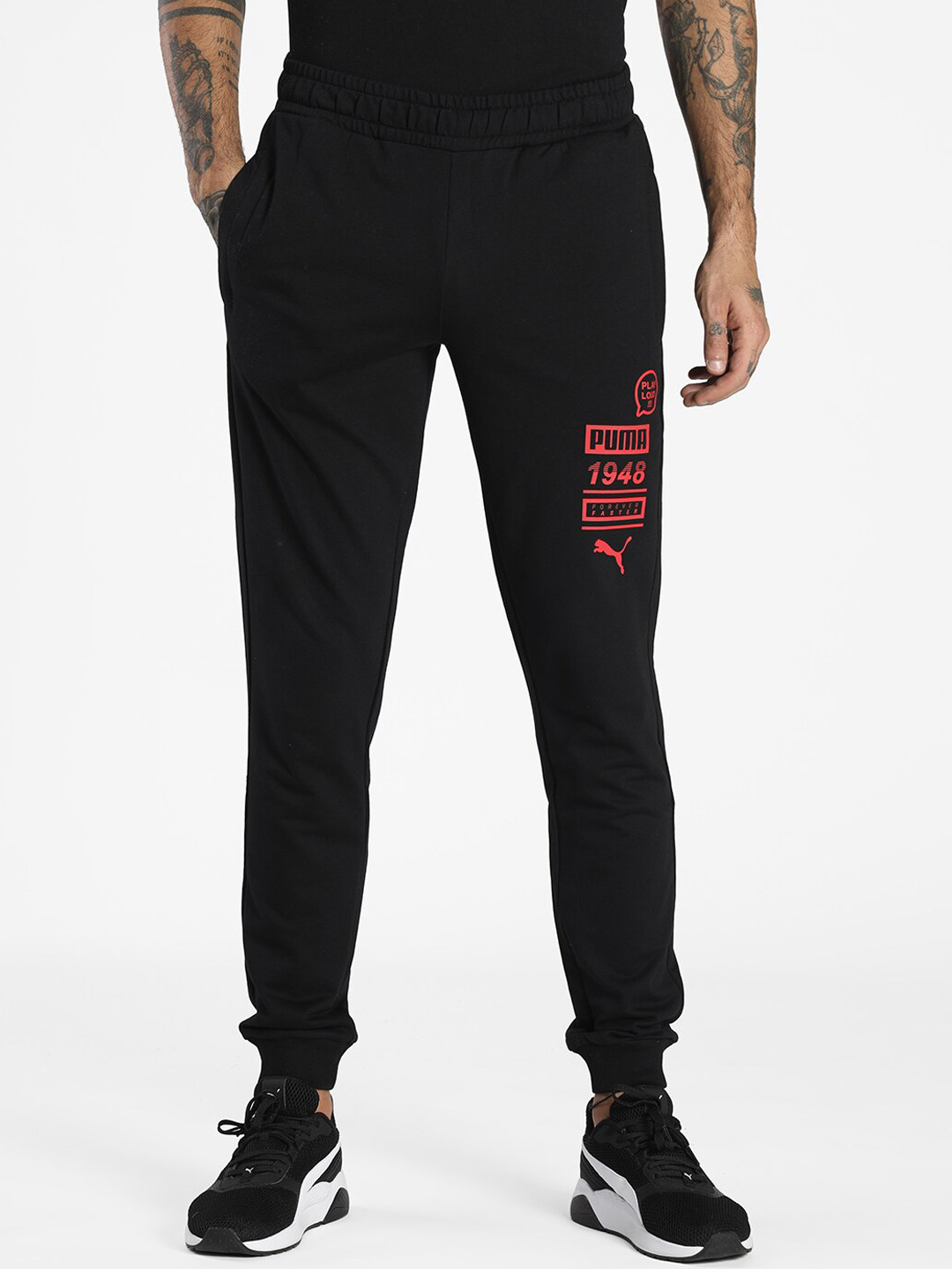 

Puma Men Black & Red Printed Track Pants