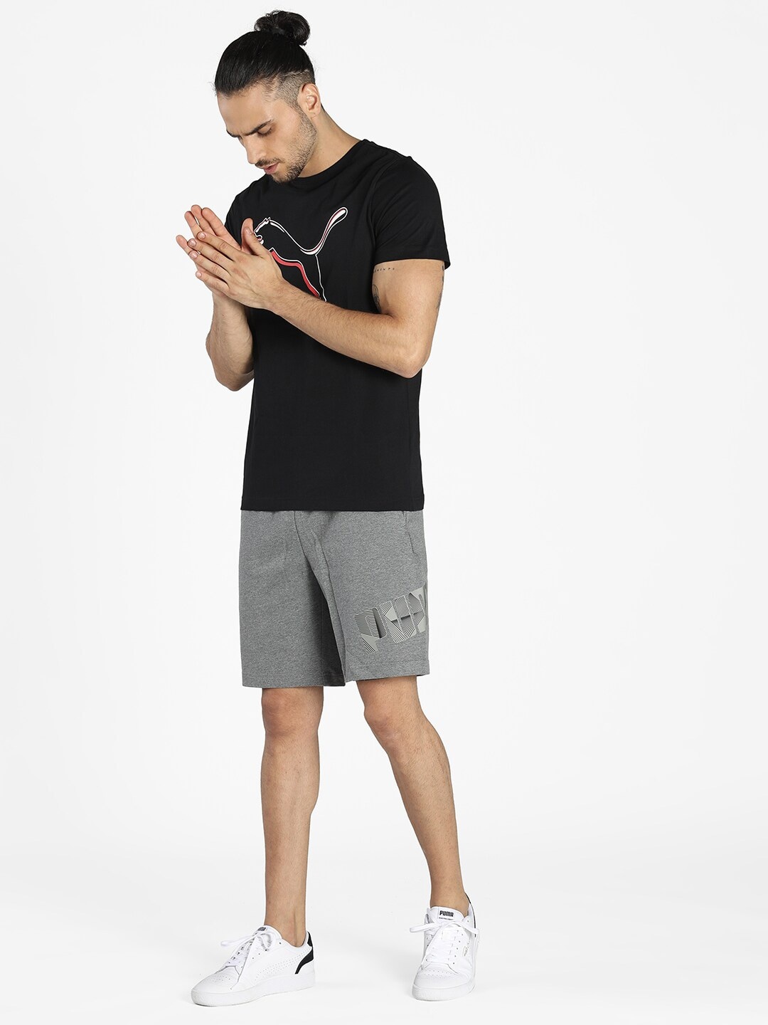 

Puma Men Black & Red Brand Logo Printed Cotton Slim Fit T-shirt