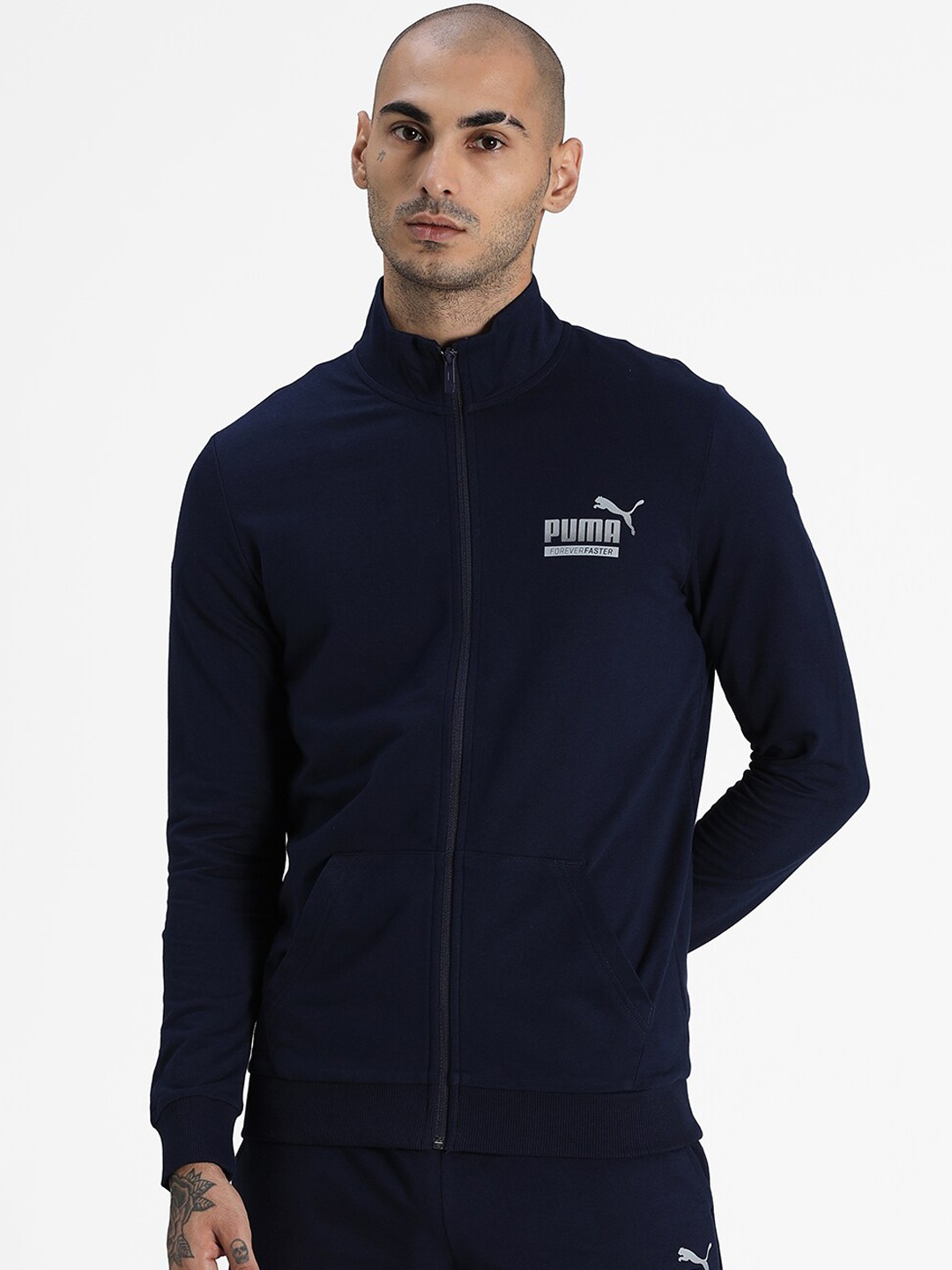 

Puma Men Blue Graphic Slim Fit Track Jacket