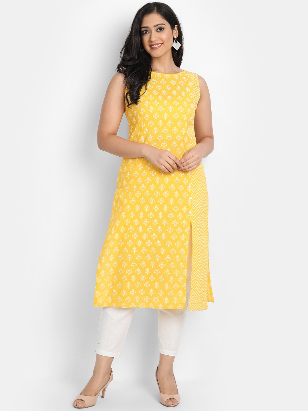 

SUTI Women Yellow Ethnic Motifs Thread Work Kurta