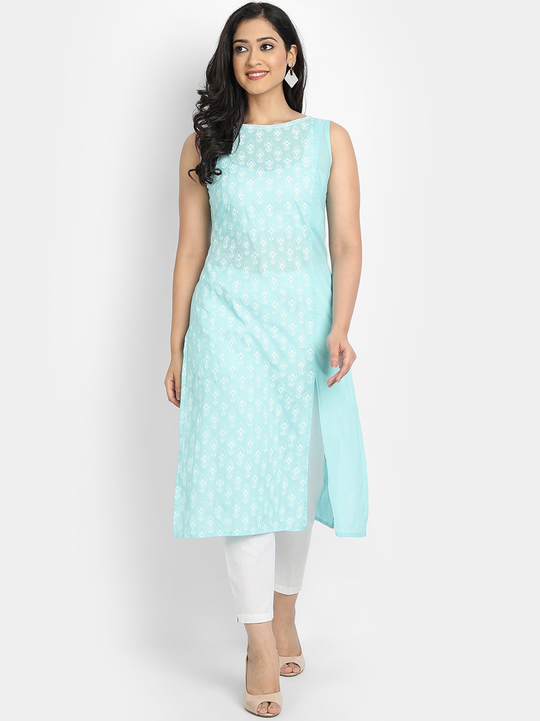 

SUTI Women Blue Ethnic Motifs Printed Cotton Kurta