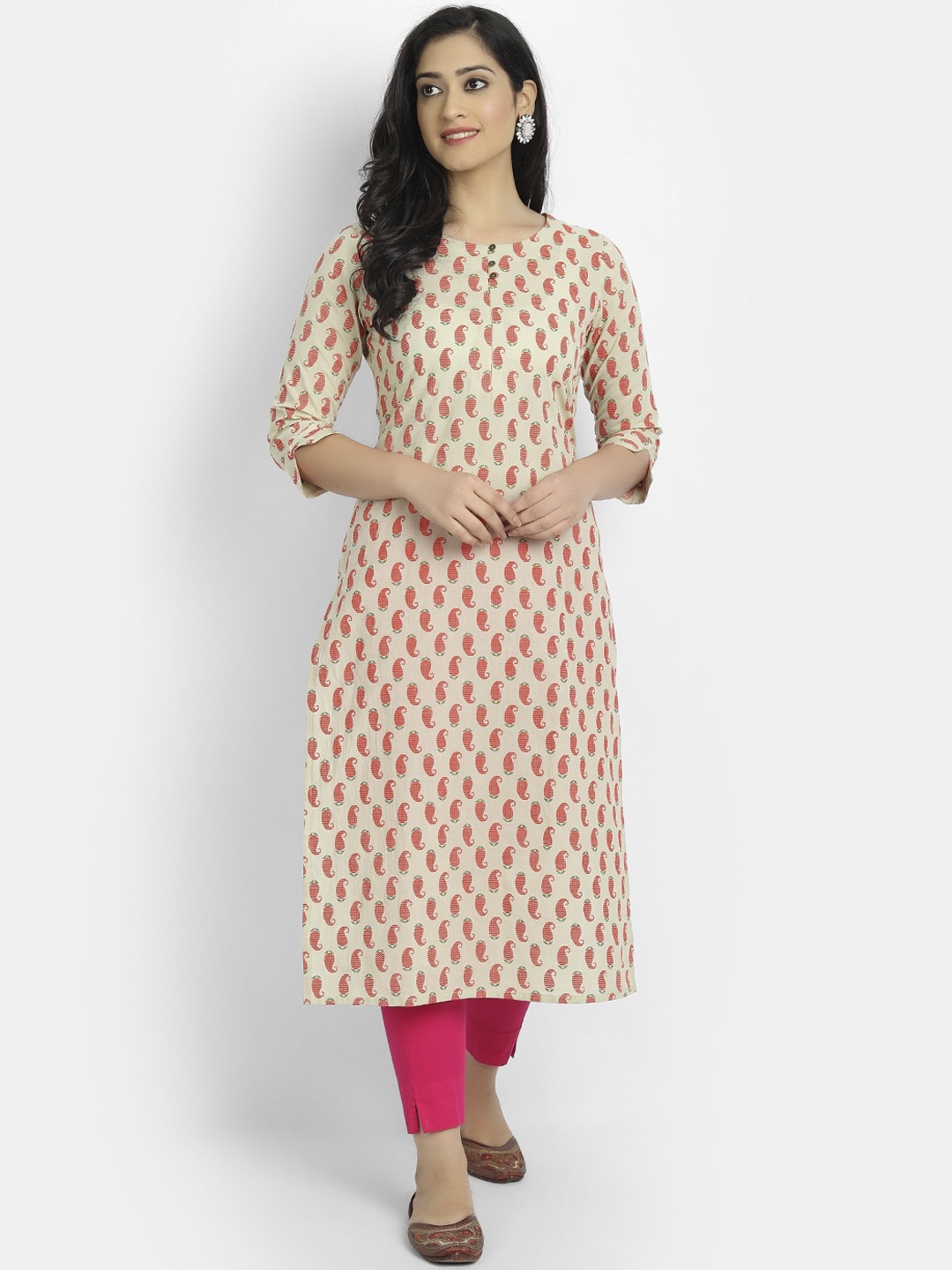 

SUTI Women Green & Red Paisley Printed Kurta